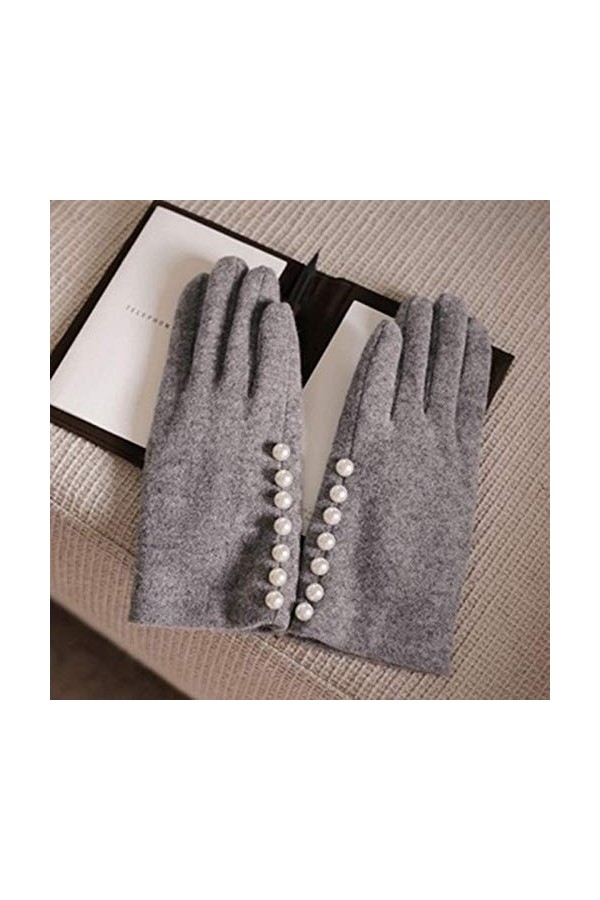 RFEGEF Femme Gants dhiver,Gants À Écran Tactile Gants DÉpaississement en Laine Perle Grise pour Dames Doux Coupe-Vent Éléga