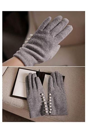 RFEGEF Femme Gants dhiver,Gants À Écran Tactile Gants DÉpaississement en Laine Perle Grise pour Dames Doux Coupe-Vent Éléga