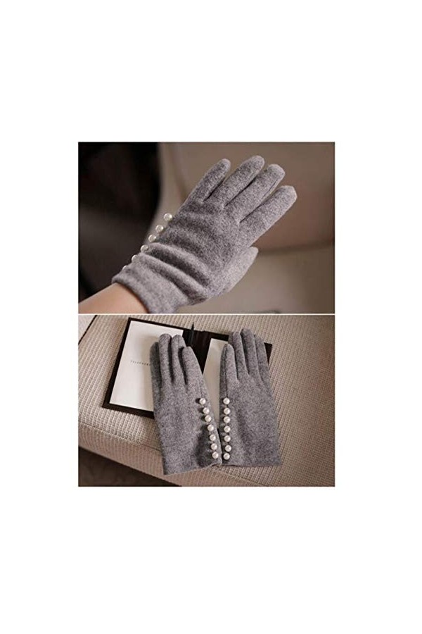 RFEGEF Femme Gants dhiver,Gants À Écran Tactile Gants DÉpaississement en Laine Perle Grise pour Dames Doux Coupe-Vent Éléga