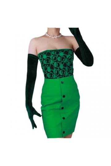 Pohullan Gants en velours extra longs pour femme - Taille élastique - Noir, EN8, taille unique