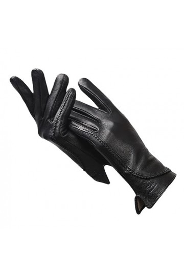 Dndrdhfb Gants dhiver chauds en cuir synthétique pour femme - Noir avec polaire - Courtes - Taille 7,5