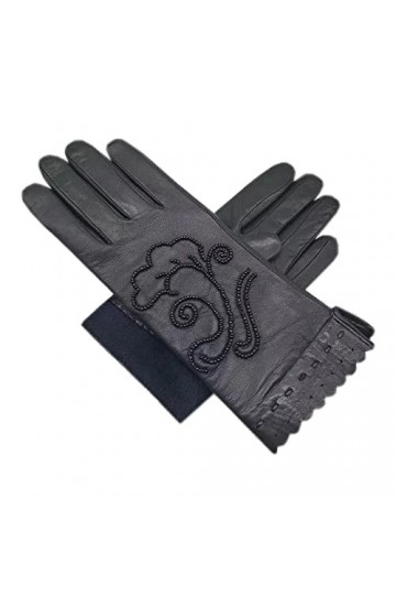 Gant Femme Gants Hiver Dames Mode Gants Poignet Peau De Mouton Sports De Conduite Extérieur Cuir Chaud Épaissi Noir 5 9