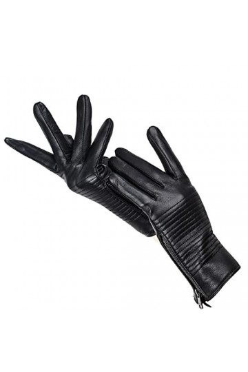 Gants Gants De Mode En Peau De Mouton Noir Gants En Cuir Pour Femmes Gants DHiver Confortables Et Chauds Pour Femmes Noir 7