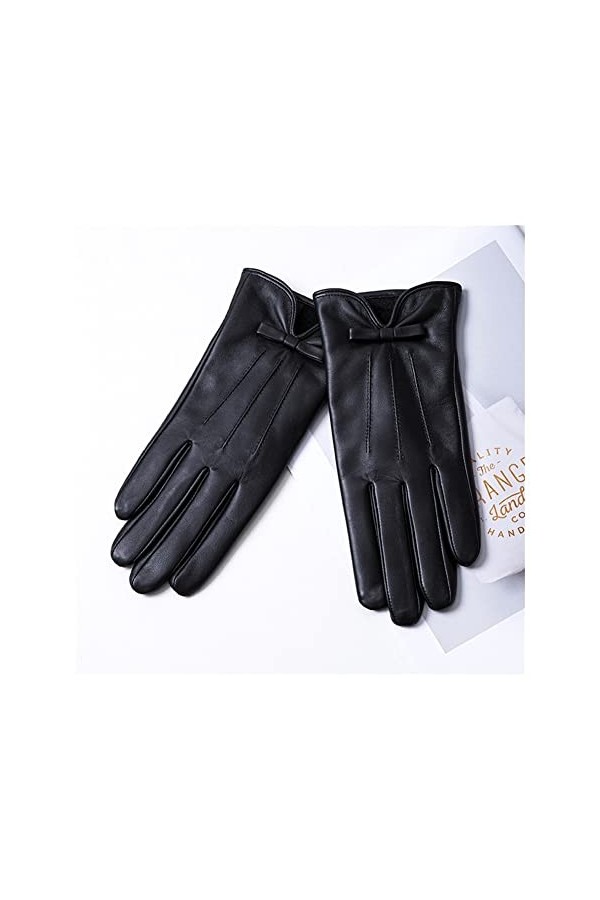 S2118 Gants dhiver pour femme en peau de mouton tendance, coupe-vent, thermique pour écran tactile, doublure en velours chau