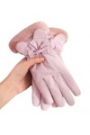 BLAIS Gants dhiver pour femmes, gants en coton pelucheux imperméables à lépreuve du vent couleur : C 