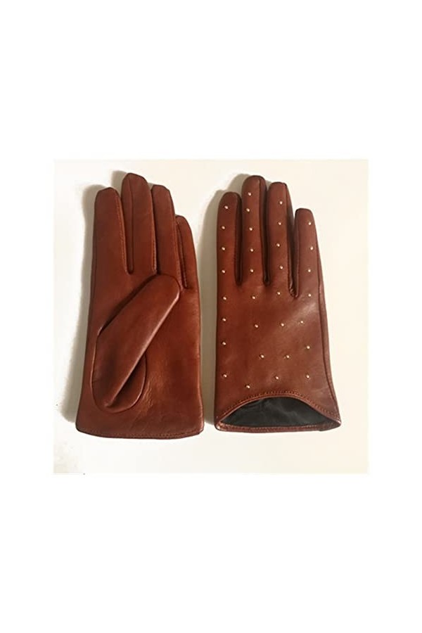 Gants dhiver Demi-Palm Glove Glove Glove Glove STANCHES Rivets de Conduite Véritable Véritable Véritable Goat Cuir Gants Fem