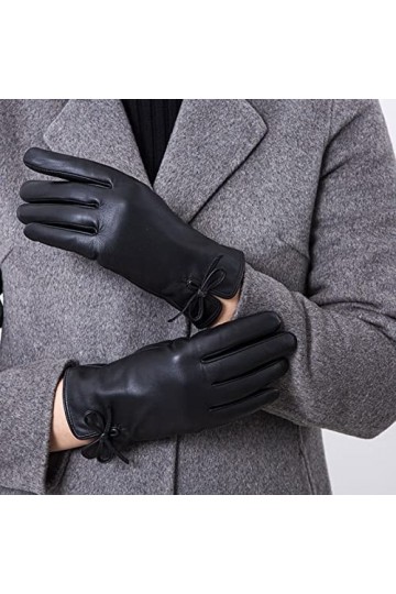 HUDJX Gants en Cuir à écran Tactile pour Femmes, Gants dhiver à Doublure Mince Thermique pour Femmes, Mitaines de Conduite C