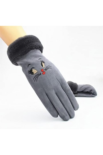 Gants dhiver en daim pour femme - Gants mignons pour chien - Gants complets - Gants villi