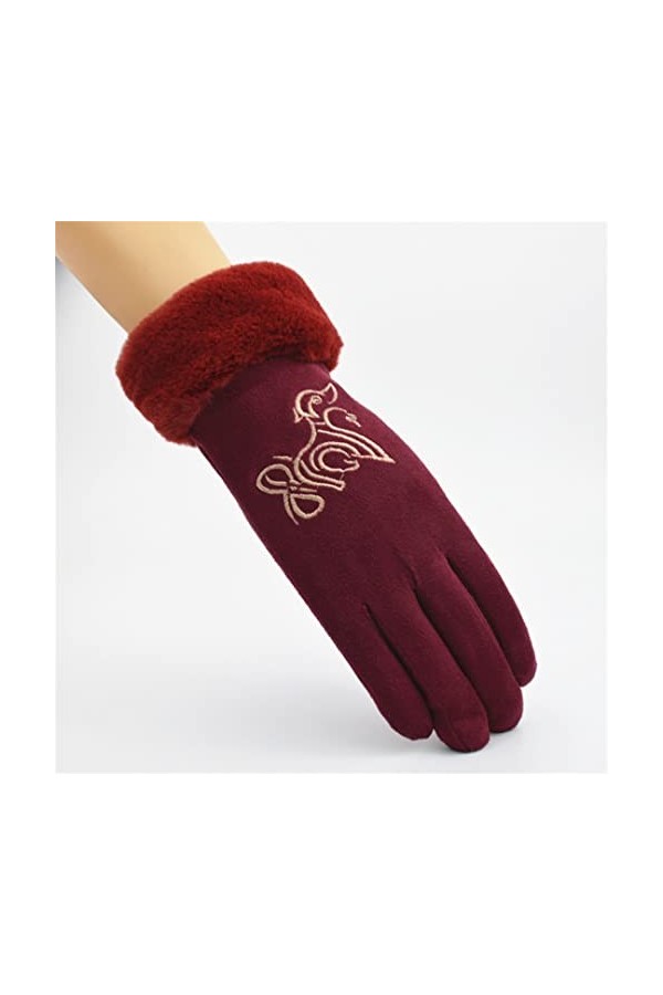Gants dhiver en daim pour femme - Gants mignons pour chien - Gants complets - Gants villi