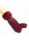 Gants dhiver en daim pour femme Motif chat