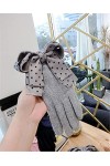 Gants dhiver à pois et franges avec nœud pour femme - Gants dhiver chauds en cachemire coréen