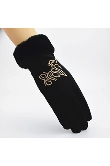 Gants dhiver chauds pour femme avec motif animal brodé