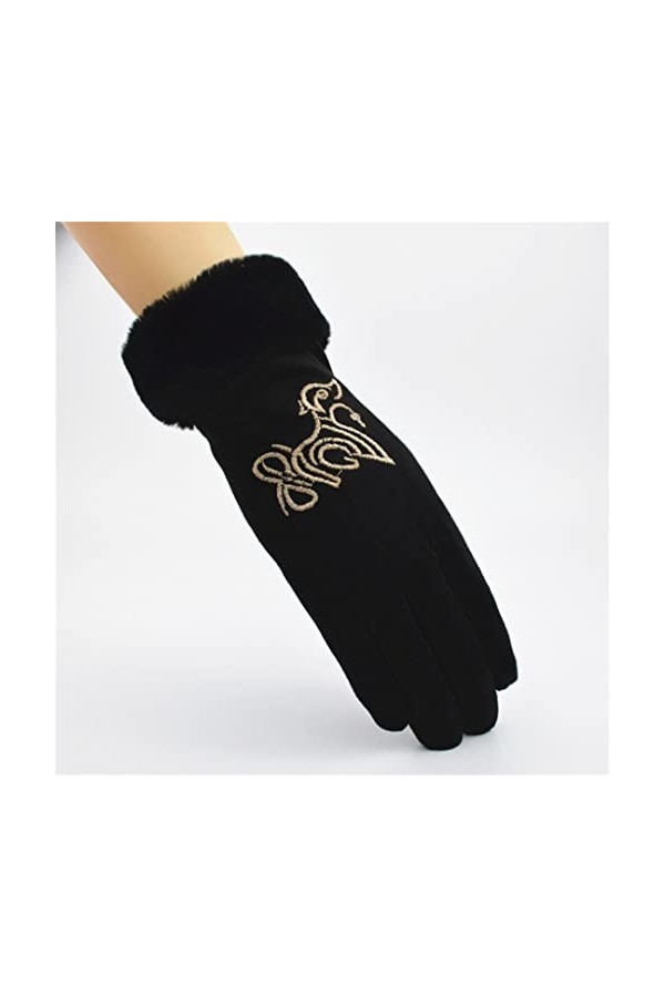 Gants dhiver chauds pour femme avec motif animal brodé