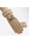 Gants dhiver chauds pour femme avec motif animal brodé