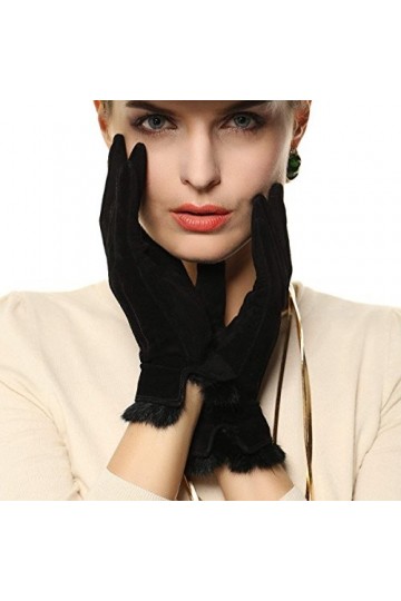 Gants Femmes Moufles Mitaines Hiver Courte Young Styles Mode Chaudes Moufles Color : Noir, Size : L 
