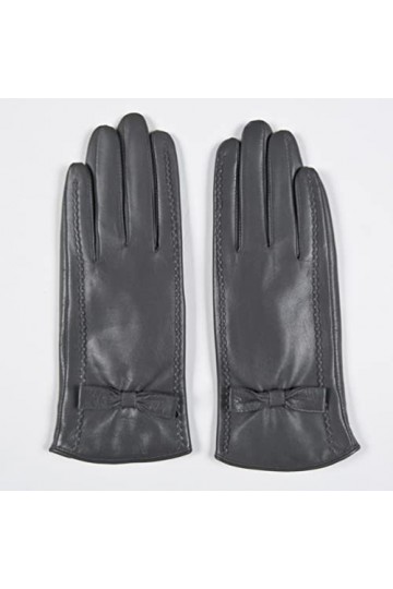 TJOIUY Gants dhiver Gants dhiver en Cuir véritable Femmes Gris Gants en Peau de chèvre véritable Mode Doublure Douce Condui