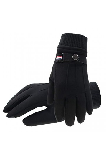 Gants dhiver en tricot pour femme, écran tactile, noir, imitation peau de cerf, gants chauds pour femme, doux, coupe-vent, é