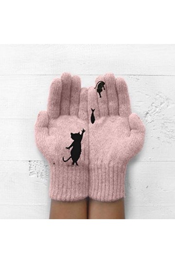 Kedelack Impression Chaud et Gants Hiver Automne Chat Gants en Plein air Laine Dames Gants Gants Mitaines Convertible Couleu