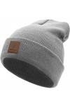 urban ace | Street Classics | Bonnet avec écusson en cuir | Femme | Homme | pour toute l’année, tissu doux - Gris - Taille Un