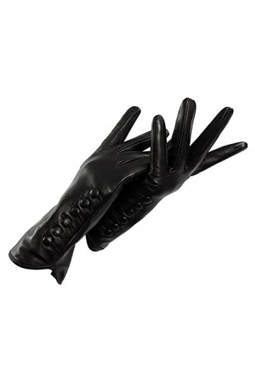 BJQZX Gants dhiver Gants en Cuir for Femmes, Mitaines Chaudes for la Peau Hiver, Gants de Mode à la décoration de Boucle Co