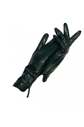 Gants en cuir pour femme hiver et automne Mode femme peau de mouton manches épaisses gants en cuir chaud café 6 1/2