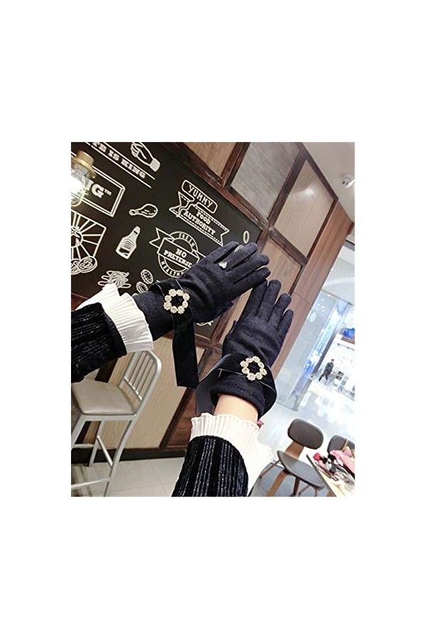 Gants dhiver pour femme avec boucle en diamant et pompon en cachemire pour femme Gants de sport chauds coréens