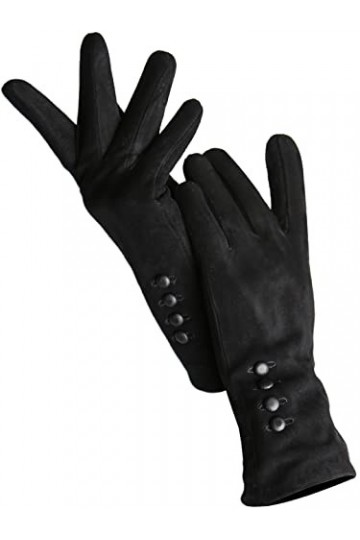 Gants en cuir pour femme en peau de mouton - Gants dhiver chauds épais, A-32., 8.5
