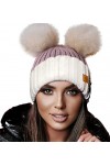 4sold Miki Mesdames Femmes dhiver Chapeau en Laine Tricoté Bonnet avec Double Pom Pom Cap Ski Snowboard Bobble White Black 