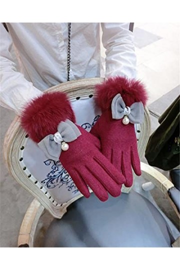 Gants dhiver en cachemire avec nœud en cachemire pour femme