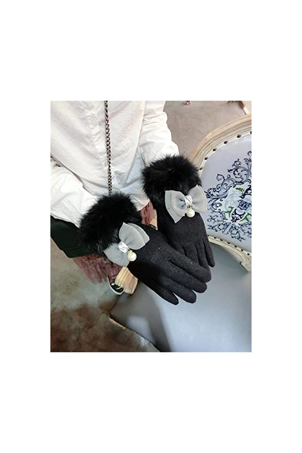 Gants dhiver en cachemire avec nœud en cachemire pour femme