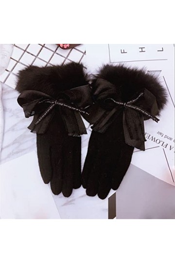 Gants en cachemire avec nœud en laine et cachemire - Gants chauds et épais