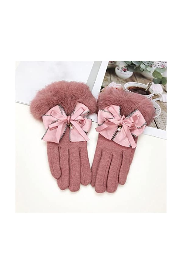 Gants en cachemire avec nœud en laine et cachemire - Gants chauds et épais