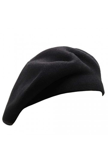 Wheebo Béret français réversible en cachemire de couleur unie pour femmes, filles, femmes et adultes, noir, Taille M