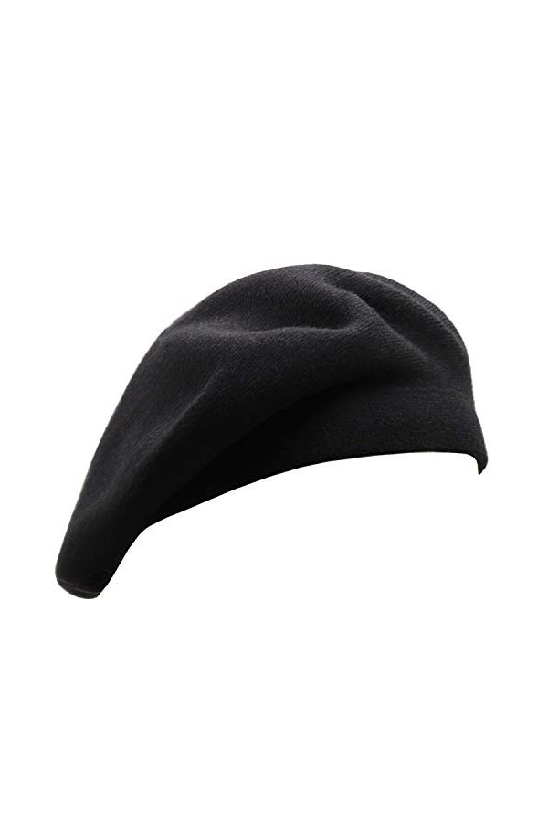 Wheebo Béret français réversible en cachemire de couleur unie pour femmes, filles, femmes et adultes, noir, Taille M