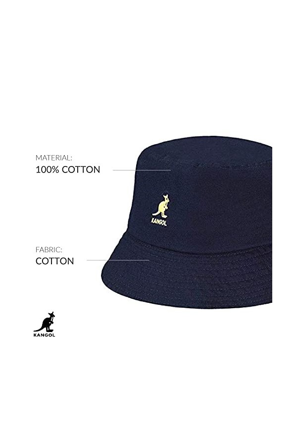 Kangol Washed Bucket Bob, Bleu Marine, Large Mixte