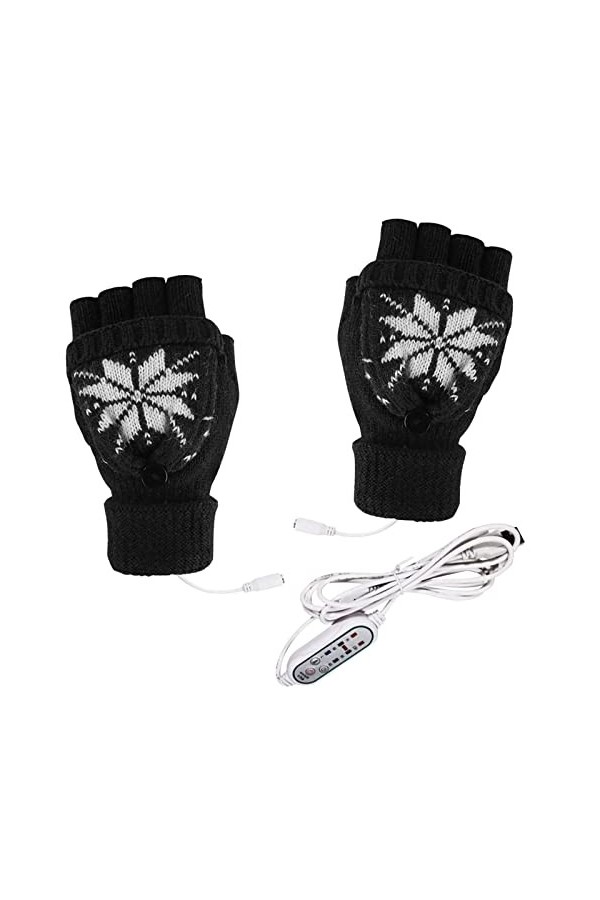 Berrysun Gants Ajustement USB Impression Vitesse de Travail chauffée Gants de Noël Gants Unisexe Température dhiver Gants en