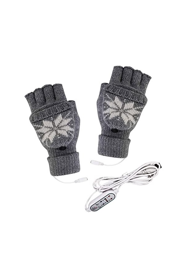 Berrysun Gants Ajustement USB Impression Vitesse de Travail chauffée Gants de Noël Gants Unisexe Température dhiver Gants en