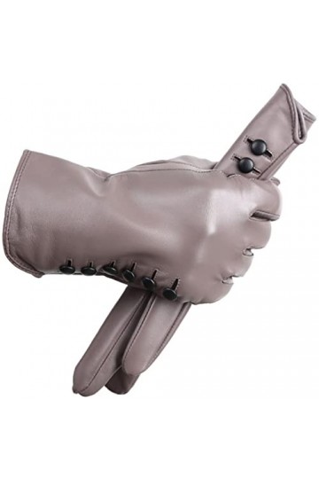 Gants dhiver en peau de mouton pour femme - Chaud - En polaire - Court - Pour écran tactile - Pour conduite - Gants en cuir 