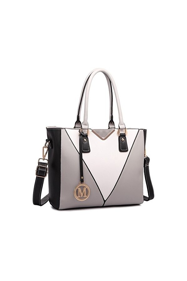 Miss Lulu Sac à Main pour Femme Sac Cabas Sac à Bandoulière Cuir PU en Forme de V