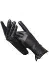 Gants en cuir pour femmes Gants dhiver en peau de mouton, Noir , 9