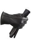 Gants dhiver en cuir pour femme, garde au chaud, gants en cuir simples, Noir , 7