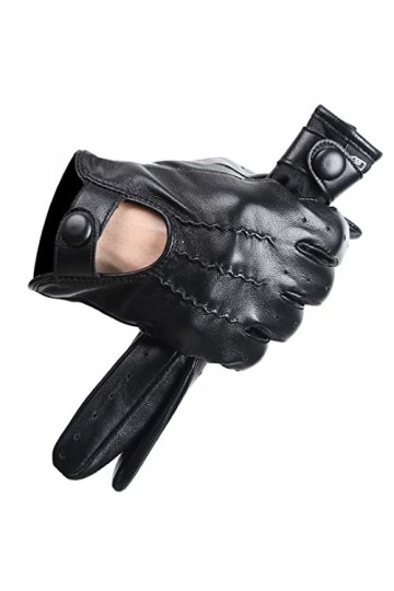 Gants noirs en peau de mouton pour femme Gants respirants Noir 8,5