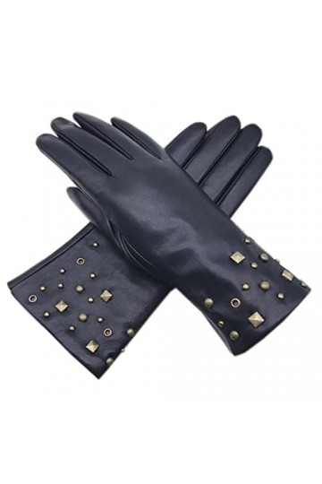 Gants dhiver pour femme en peau de mouton Noir Taille 8