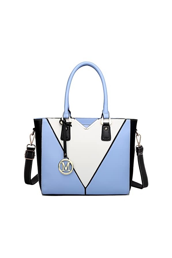 Miss Lulu Sac à Main pour Femme Sac Cabas Sac à Bandoulière Cuir PU en Forme de V