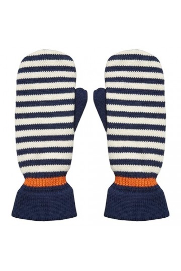 Becksöndergaard Dobin Emerald Mittens Gants dhiver rayés pour femme en bleu/crème/orange Navy Blazer Taille S/M - L/XL, Bl