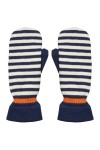 Becksöndergaard Dobin Emerald Mittens Gants dhiver rayés pour femme en bleu/crème/orange Navy Blazer Taille S/M - L/XL, Bl