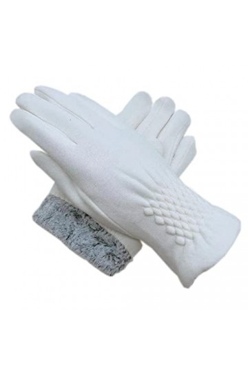 Focisa Gants Gloves Moufles Hiver Homme Femme Dames Mode Gants Lycra Tissu Épaissir Corail Polaire Doublure Nouveaux Gants Bl