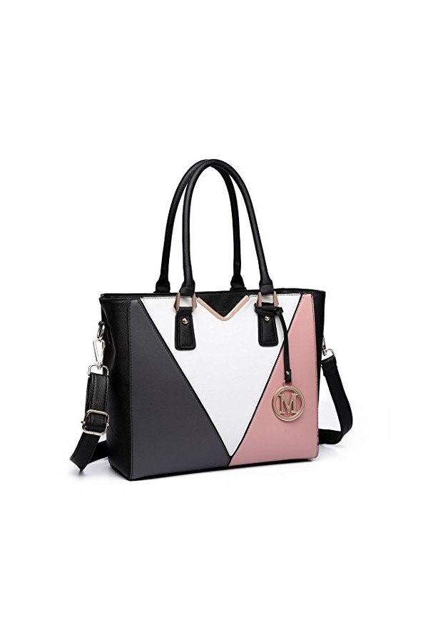 Miss Lulu Sac à Main pour Femme Sac Cabas Sac à Bandoulière Cuir PU en Forme de V