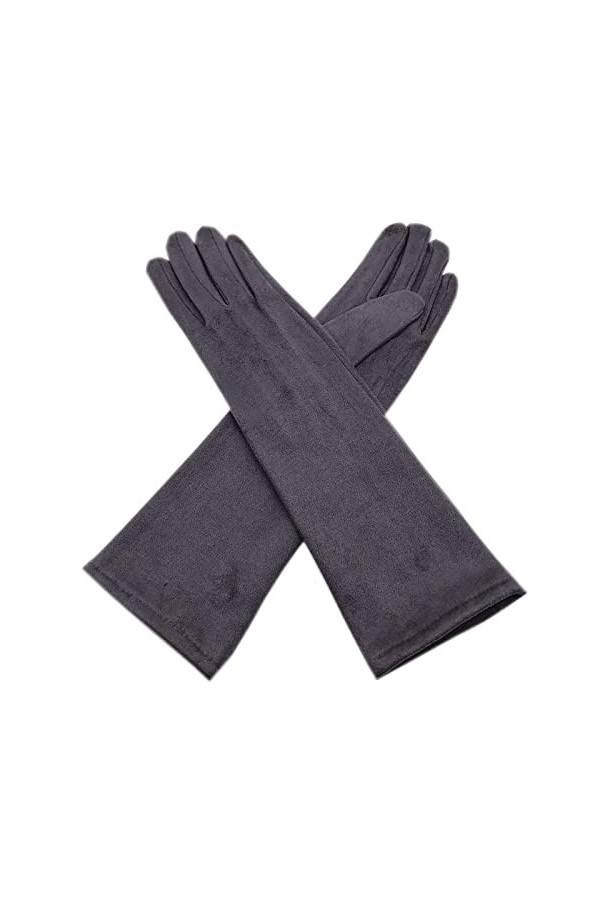 Gants Gloves Moufles Hiver Homme Femme Gants Dames Longueur 35Cm Manches De Bras Mode Épais Noir Gris Beige Bleu Foncé Marron