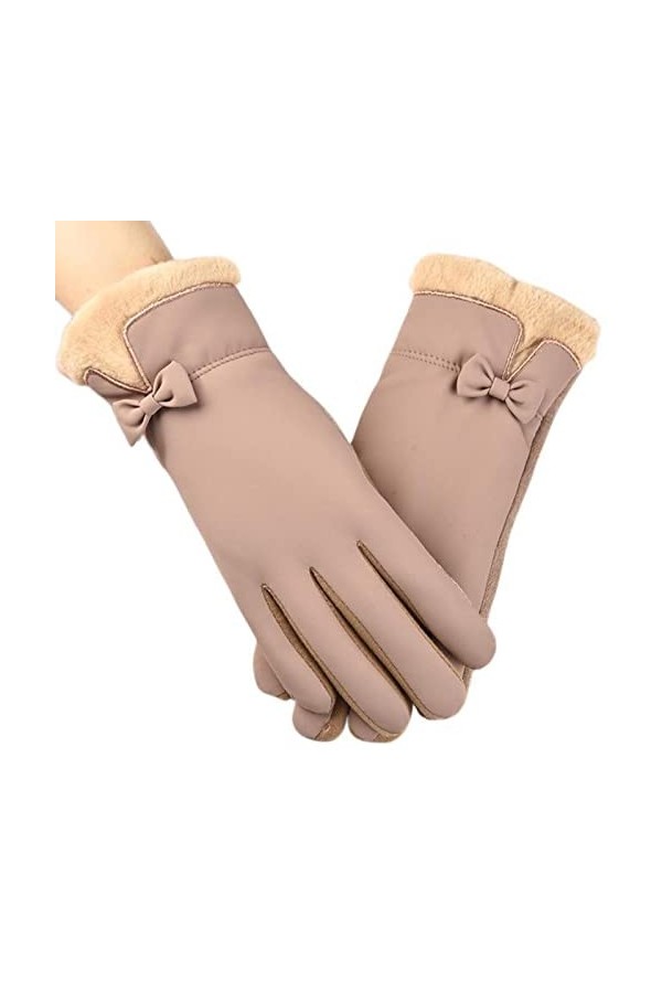 HIHELO Gants pour femmes, gants pour écran tactile, en fausse fourrure douce, moufles pour tous les doigts, gants de conduite
